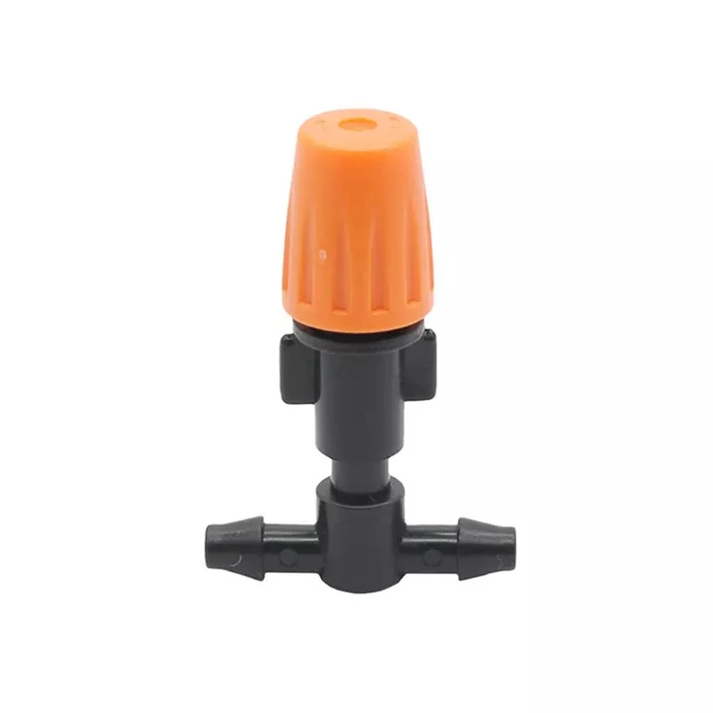 Garden 1/4 Inch Orange Drip Irrigation Nozzles with Tee Connector Agriculture Misting Cooling for 4/7 mm Hose